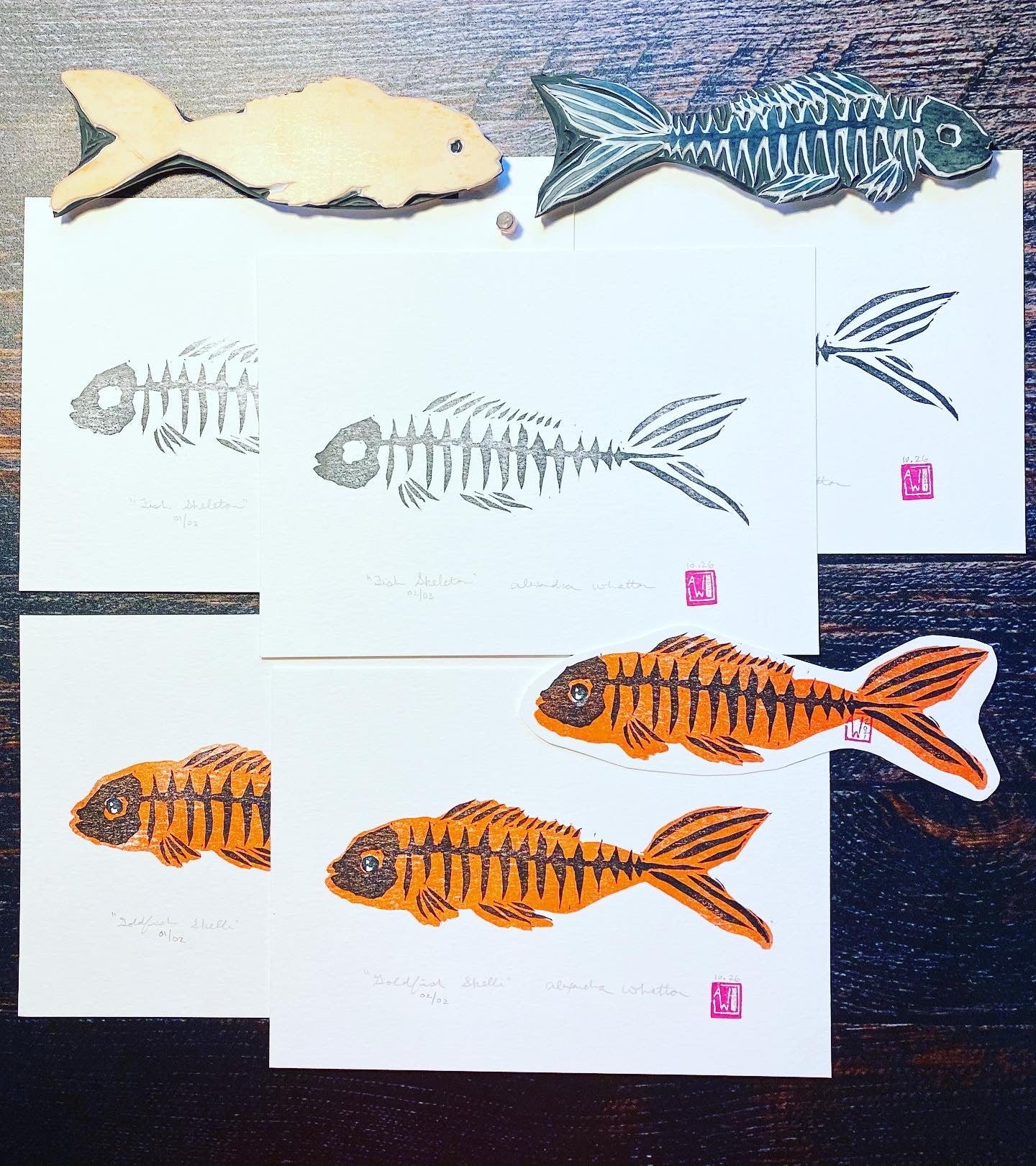 Goldfish Skelli - Relief Print
