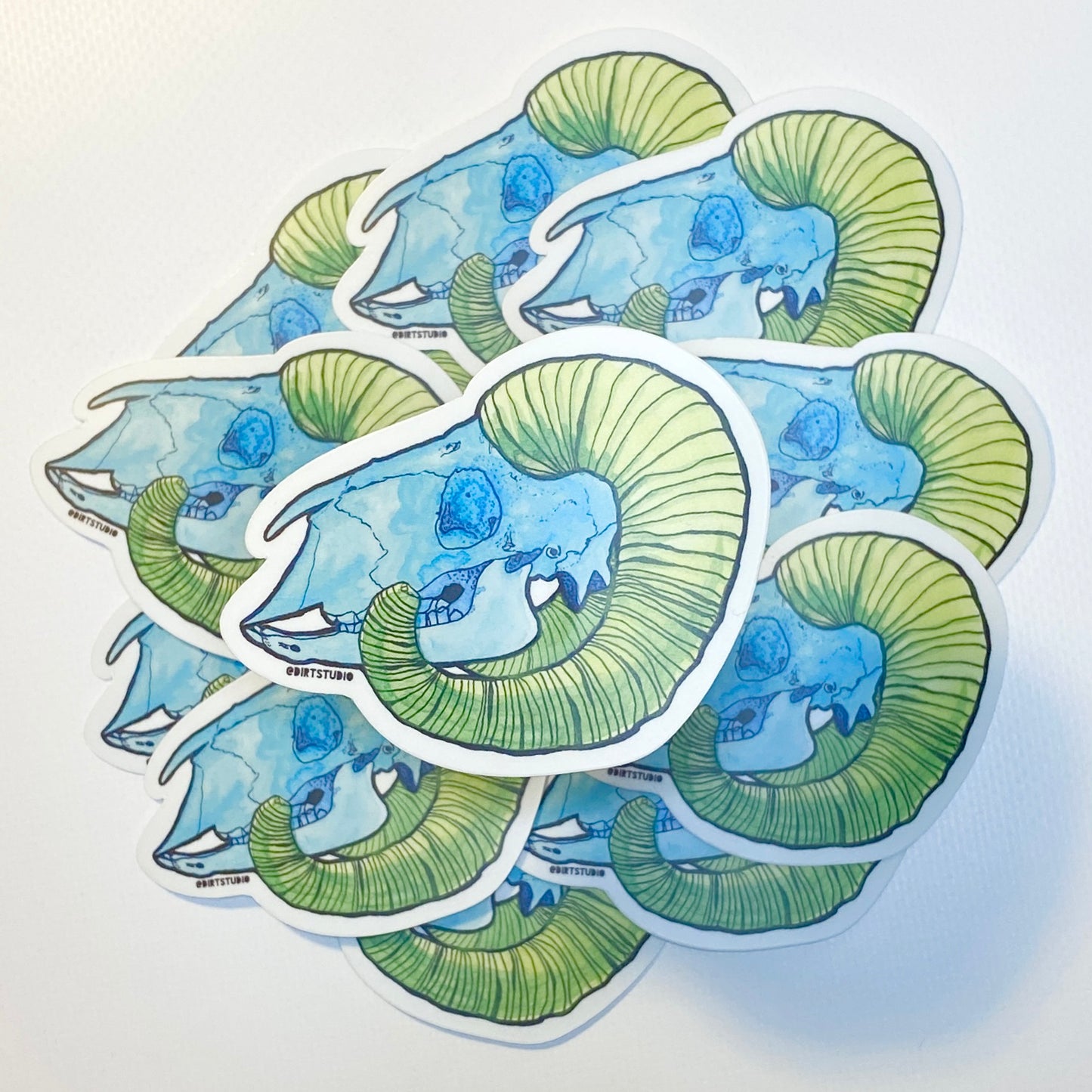 Neon Ram Skull - Die Cut Stickers
