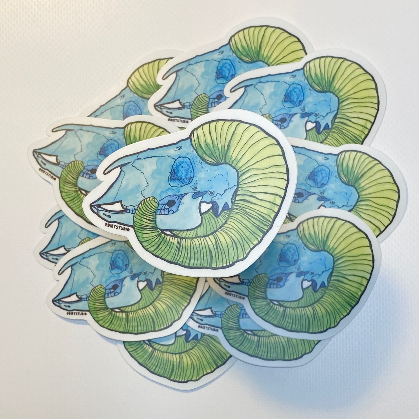 Neon Ram Skull - Die Cut Stickers
