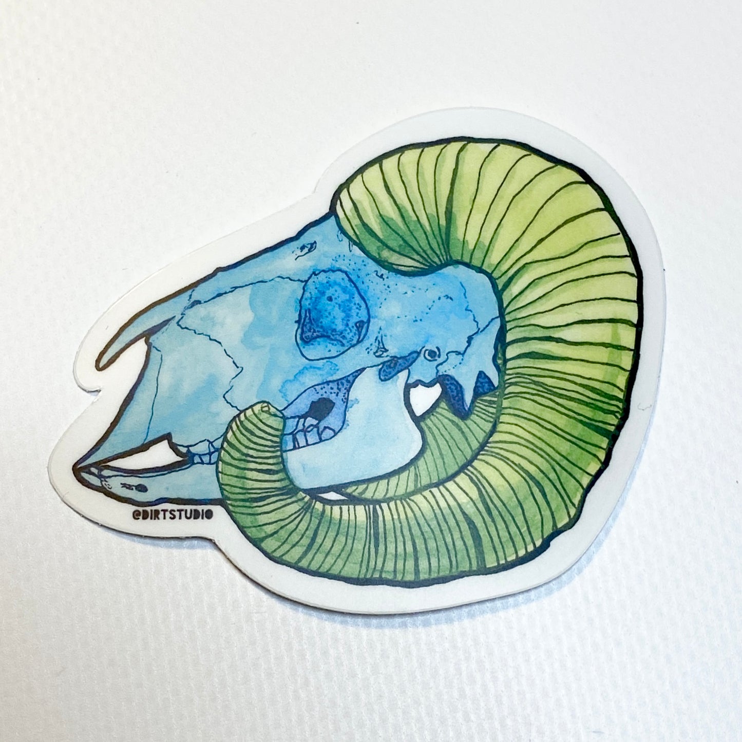 Neon Ram Skull - Die Cut Stickers