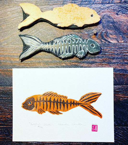 Goldfish Skelli - Relief Print