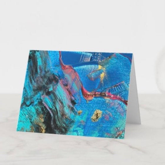 Abstract Acrylics + Gold Greeting Card